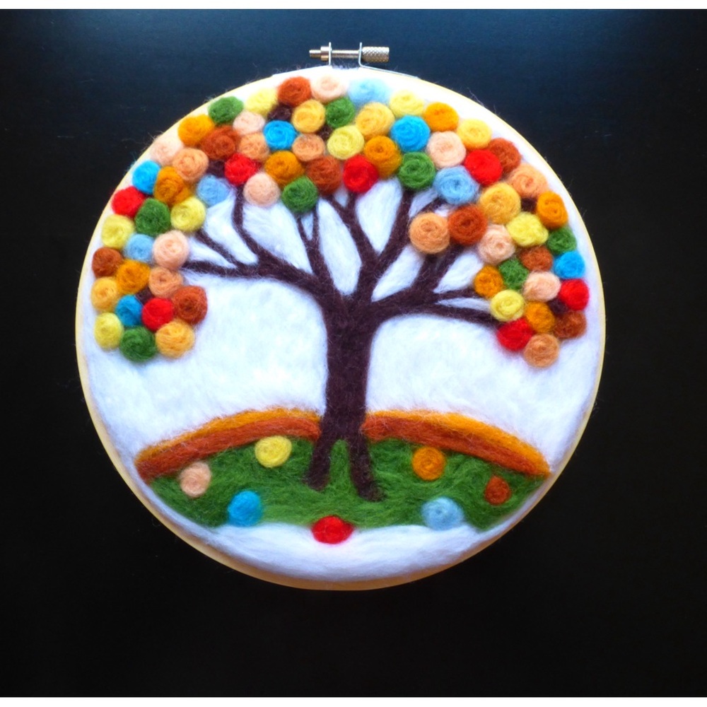 Felted Painting, Tree Wool Painting, Wool Art.